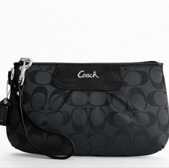 Coach Black Classic Wristlet - 8" L, 5" H, 2" D - Picture 1 of 14